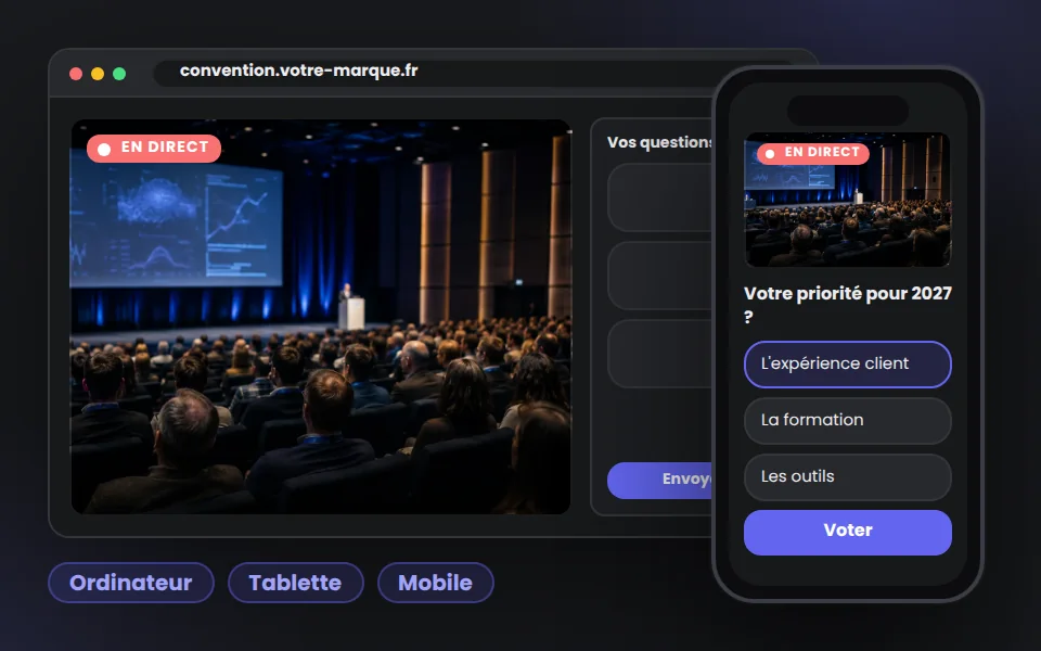 Le Direct sur ordinateur, tablette et mobile, avec vote depuis le téléphone